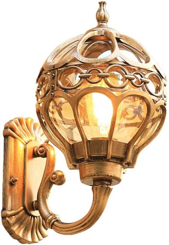Vintage Gartenlaterne Außenwandleuchte, E27 Antike wasserdichte Wandlampe mit Glasschirm für den Außenbereich, Retro was...