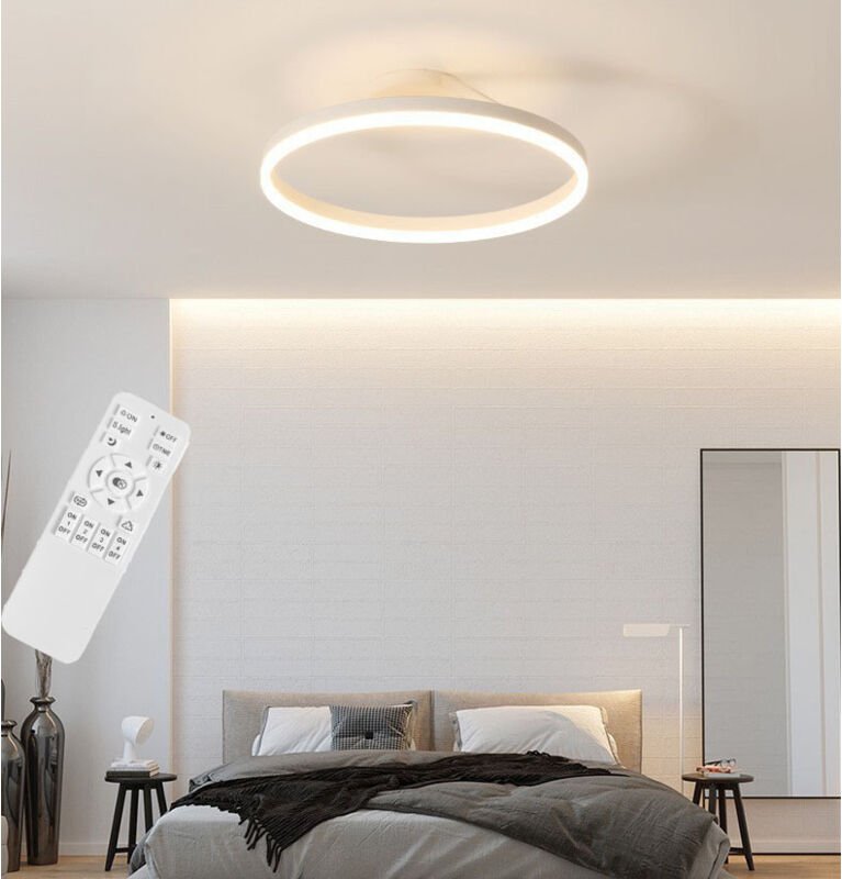 Moderne LED-Deckenleuchte, halbbündige Deckenleuchte für Küche und Schlafzimmer, 3 Farbtemperaturen, stufenlose Dimmung,...