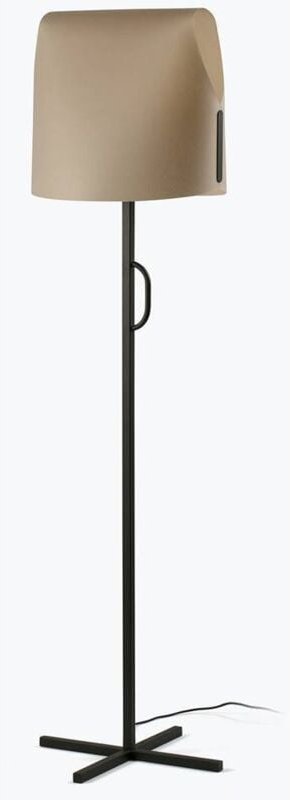 Faro Luang Schwarze, kamelfarbene Stehlampe