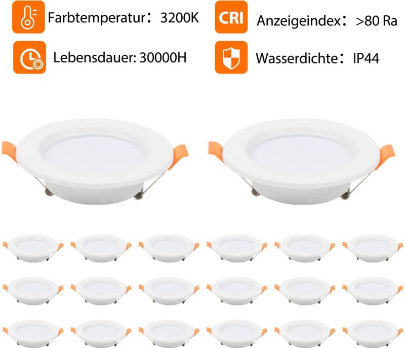 Jiubiaz LED Einbaustrahler 20 Stück 5W 400LM Warmweiß nicht dimmbar flache Einbauleuchte Deckeneinbauleuchte Strahler