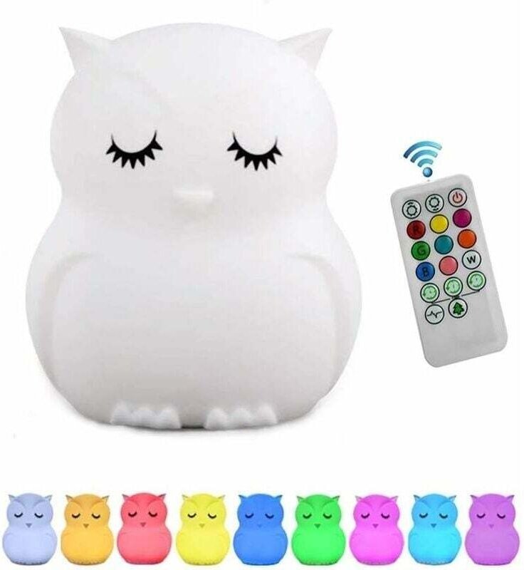 Nachtlicht für Kinder, Schlafzimmerlampe, Baby-Nachtlicht, mehrfarbiges Eulen-Nachtlicht, wiederaufladbares LED-Nachtlic...
