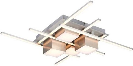 Deckenleuchte Deckenlampe Wohnzimmerlampe Nickel Fernbedienung Dimmbar L 70 cm