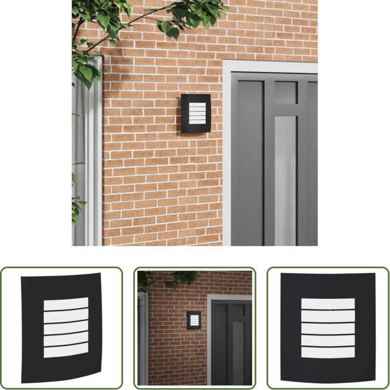 vidaXL Terrassenbeleuchtung - Außenwandleuchte Schwarz 23,5 x 9 x 26 cm Edelstahl und Plastik