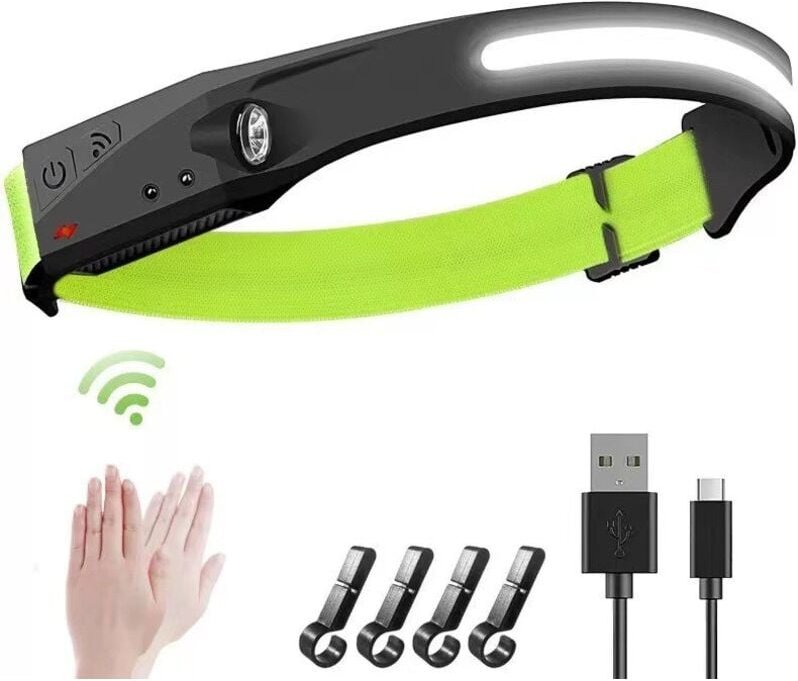 Scheinwerfer, 2 Stück usb wiederaufladbar LED-Scheinwerfer cob Induktion wasserdicht, geeignet zum Laufen, Angeln, Campi...