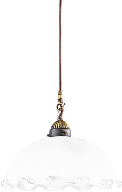 Kolarz NONNA - Cottage Style Glass Dome Pendelleuchte Matt Antik Messing, 1x E27