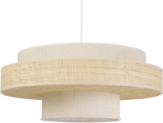 Hängeleuchte aus weißem Jutestoff und natürlicher Rattan D50 WAKI