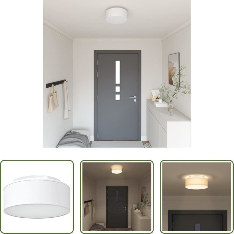 vidaXL Weiß - Deckenlampe mit Strahlern Weiß 30 x 30 x 13,5 cm Stoff