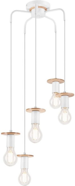 Lamkur Angelina Cluster-Pendel-Deckenleuchte Weiß, 5x E27