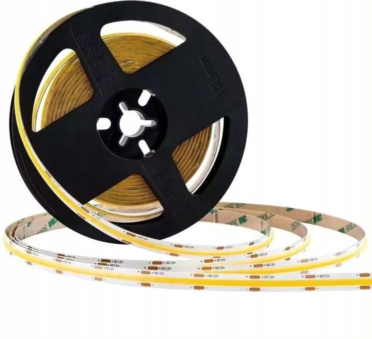 COB-LED-Streifen, 320 Dioden/m, 9,8 W/m, Neutralweiß 4000 K, Schutzart IP20, 12 V, 8 mm, 5 m