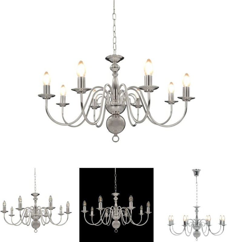 Devenirriche - The Living Store Kronleuchter Silbern für 8 x E14 Glühbirnen - Kronleuchter - Silber