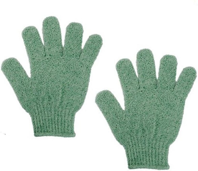 Trade Shop - copy of SET 2 GUANTI DI CRINE PER DOCCIA ESFOLIANTE BAGNO PELLE CORPO BEIGE 79721 -