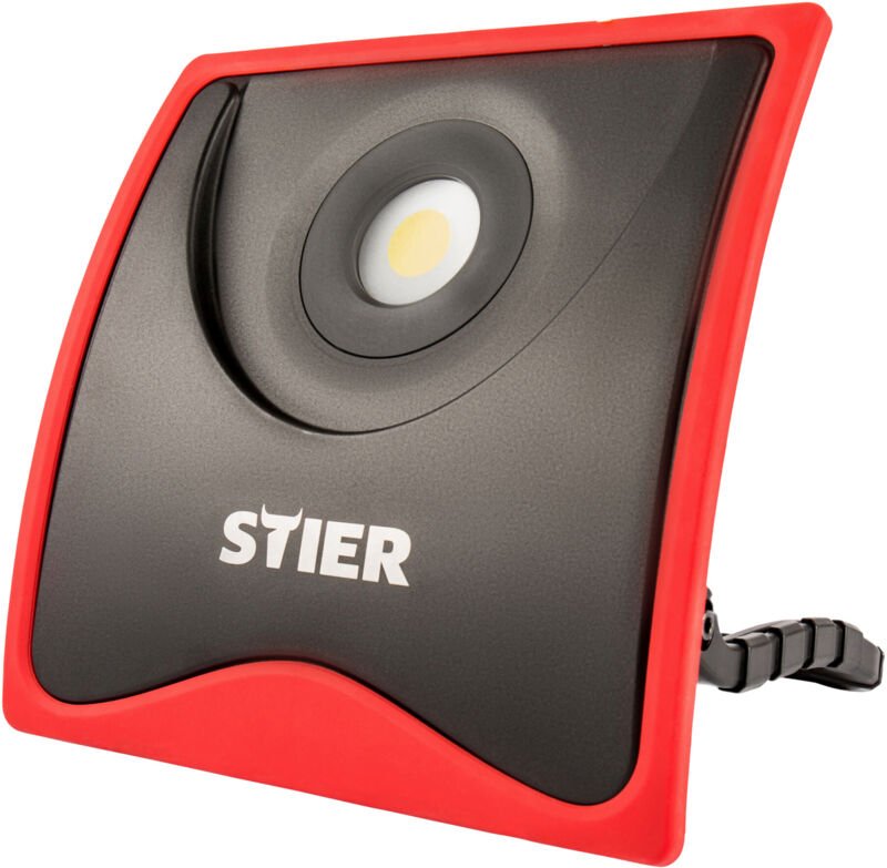 Cob led Baustrahler, 5500 Lumen, 55W, Baulampe mit flexiblem Standfuß und 2 SchuKo Steckdosen und Aluminiumgehäuse, Baus...