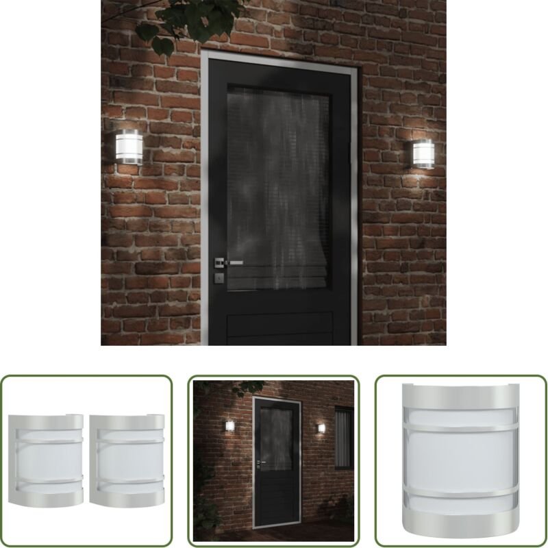 vidaXL Edelstahlleuchte - Außenwandleuchten 2 Stk. Silbern Edelstahl