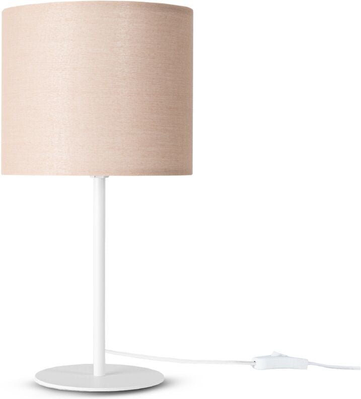 Tischlampe Wandleuchte Wohnzimmerlampe Schlafzimmer Lampenschirm Stoff Uni Tischleuchte - Weiß, Beige (Ø18 cm) - Paco Ho...