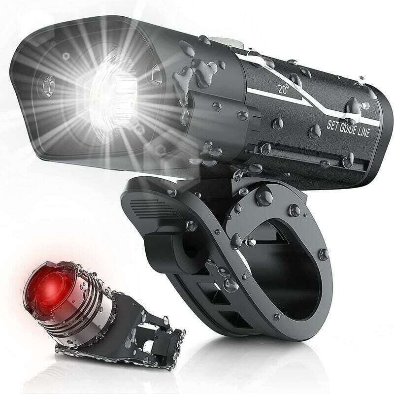 Thumbnail - 1000 Lumen USB-wiederaufladbares Fahrradlicht-Set mit 3 LEDs. Superheller Fahrradscheinwerfer, IPX5 wasserdicht, sichere...