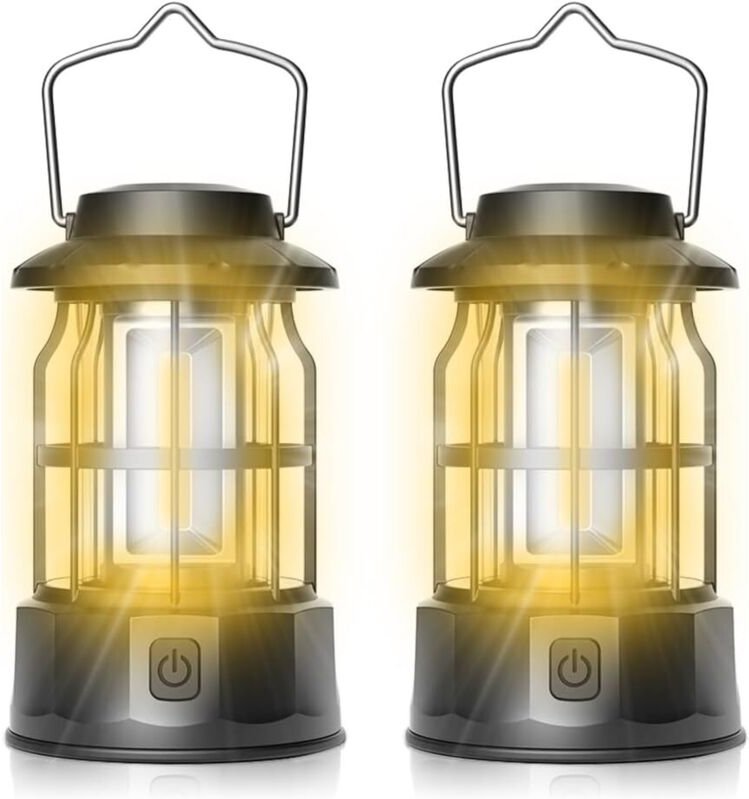 LED-Campinglaterne, 2 Stück tragbare Campinglampe, einstellbare Helligkeit, wasserdicht, ideal zum Biwakieren, Angeln, W...