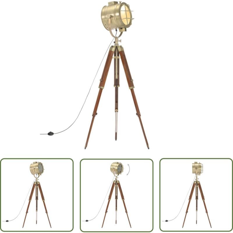 The Living Store - Stehleuchte Dreibein Massivholz Mango 165 cm - Stehlampe - Vintage Lampe - Holzhilfe - Wohnzimmer Dek...