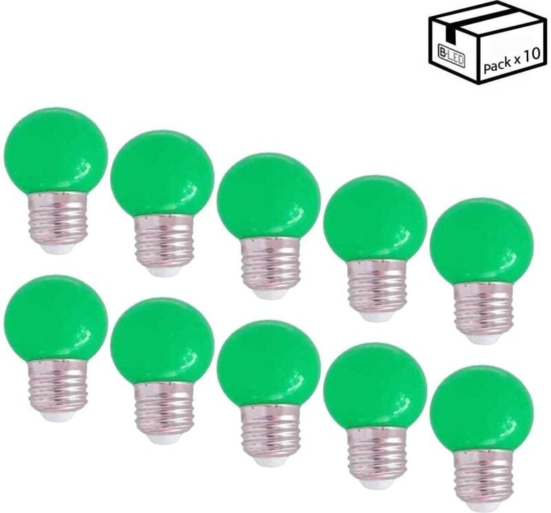 Packung mit 10 E27 1W LED-Glühbirnen 1 Farbe