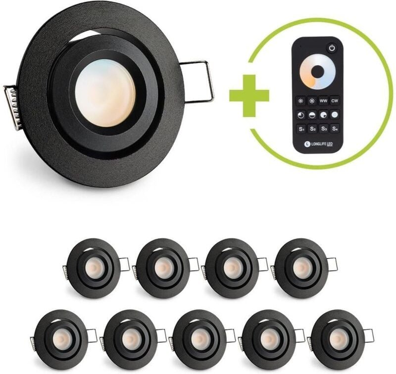 Einbaustrahler Mini schwenkbar Matera 3W CCT IP44 - Farbe: schwarz matt - Anzahl: 10x