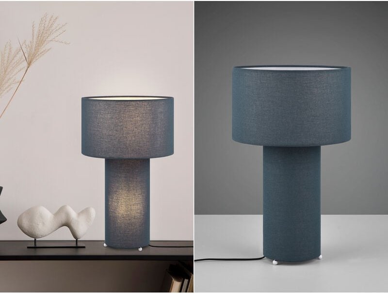Tischleuchte bale Korpus und Lampenschirm Stoff Blau, Höhe 40cm