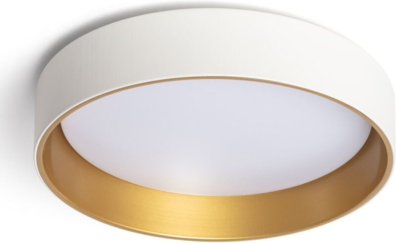 Efectoled - LED-Deckenleuchte 20W Rund Metall Ø450 mm cct Wählbar Broadway Weiß / Gold