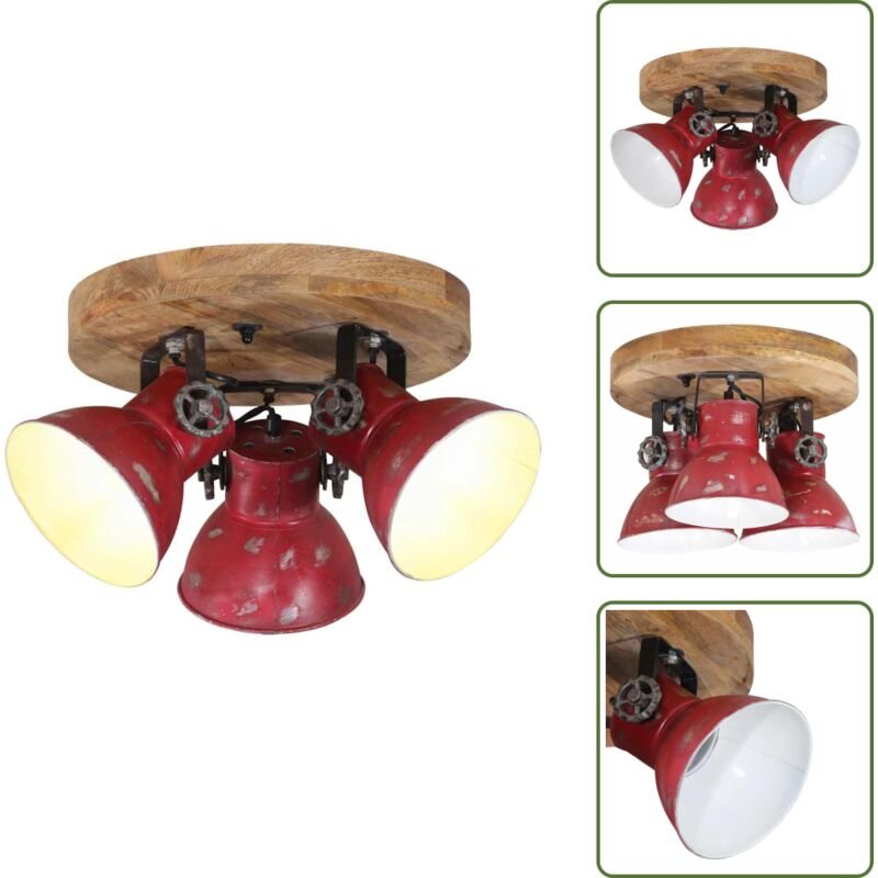 The Living Store Deckenleuchte 25 W Rot 35x35x25 cm E27 - Industriestil