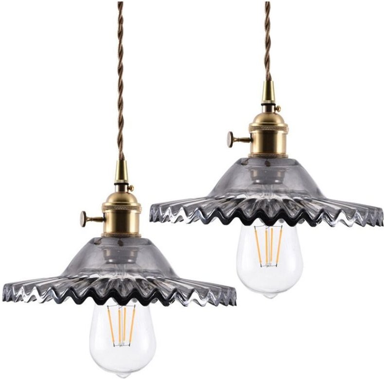 Industrielle Vintage Pendelleuchte Retro Glas Hängeleuchte Lampenschirm Kreative Deckenleuchte Rauchgrau 2 Stücke