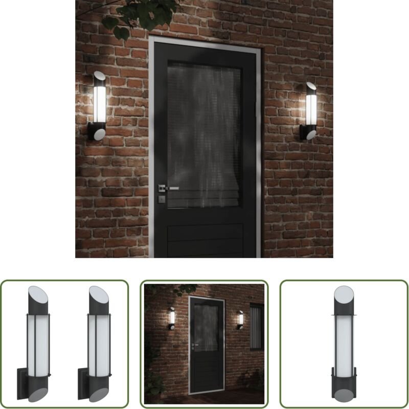 Außenwandleuchte - Außenwandleuchten 2 Stk. Schwarz Edelstahl