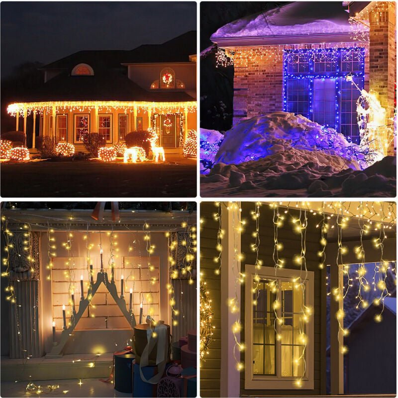 Thumbnail - Swanew- 20m led Eisregen Lichterkette Außen Innen 600 LEDs Deko led Eiszapfen 8 Modi mit Stecker Weihnachten Party Garte...