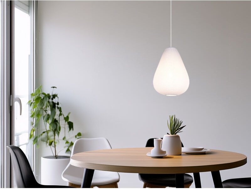 Thumbnail - Led Pendelleuchte mit gemustertem Stoff Lampenschirm Weiß, ø 35cm