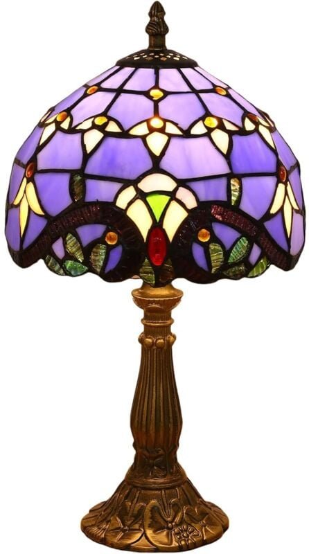 Tiffany-Lampe, Vintage-Retro-Tischlampe, farbiger Glasschirm, perfekt für Wohnzimmer, Schlafzimmer, Arbeitszimmer, Büche...
