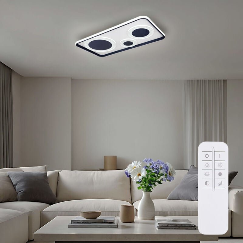 Thumbnail - Globo - led Deckenleuchte Fernbedienung dimmbar Designlampe weiß graphit Deckenlampe Tageslichtleuchte, Metall, 55W 2700...