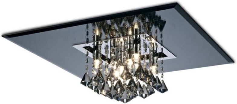 Inspired Diyas - Starda - Flush Ceiling Square 8 Light G9 Chrom poliert, geräucherter Spiegel, geräucherter Kristall