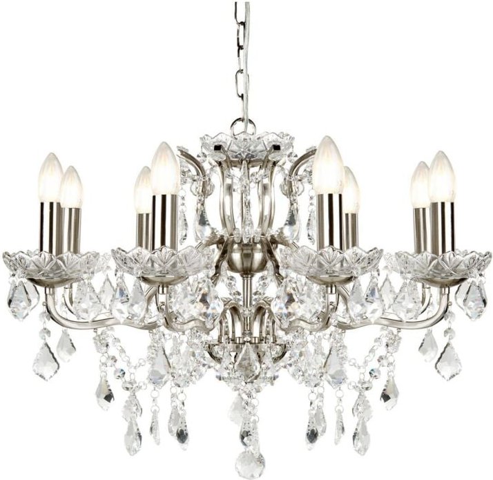 Paris - 8 Leichter Kronleuchter Satin Silber Finish, E14 - Searchlight