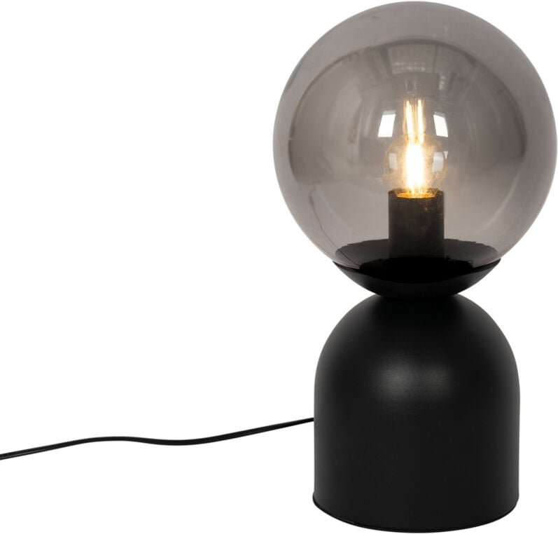 Hotel-Chic-Tischlampe schwarz mit Rauchglas - Pallon Trend