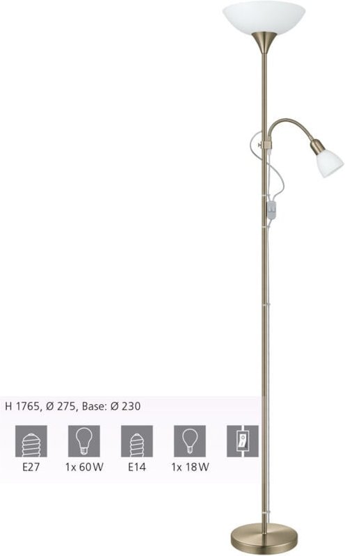 Eglo - Up 2 stehleuchte 82844-e27 glühbirne nicht enthalten