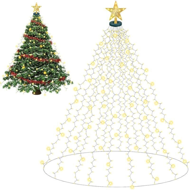 Lichterkette für den Weihnachtsbaum, 400 LEDs, 16 x 2 m lange Lichterkette, leuchtende Lichterkette für den Weihnachtsba...
