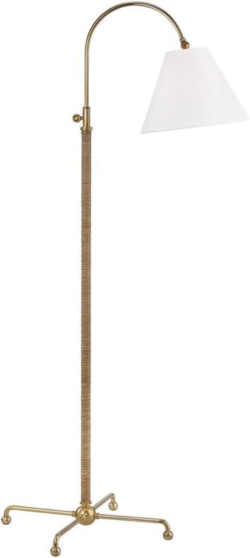 Curves No.1 1 leichte Tischlampe mit Rattan-Akzent Messing, Leinen