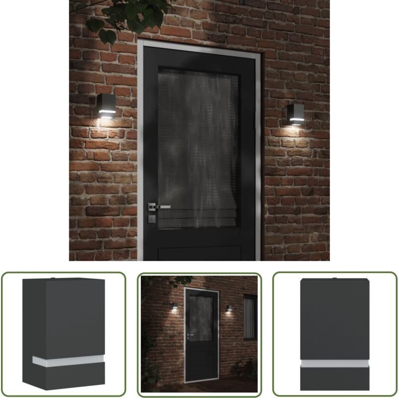 The Living Store - Außenwandleuchte Schwarz Edelstahl - Outdoor Wandleuchte - Gartenleuchte - Edelstahl Leuchte - led Wa...