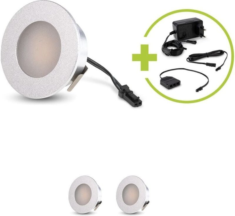 LED Mini Einbauspot rund 1.2W 12V IP20 Ausschnitt Ø32mm - Lichtfarbe: Warmweiß 3000K - Anzahl: 3x