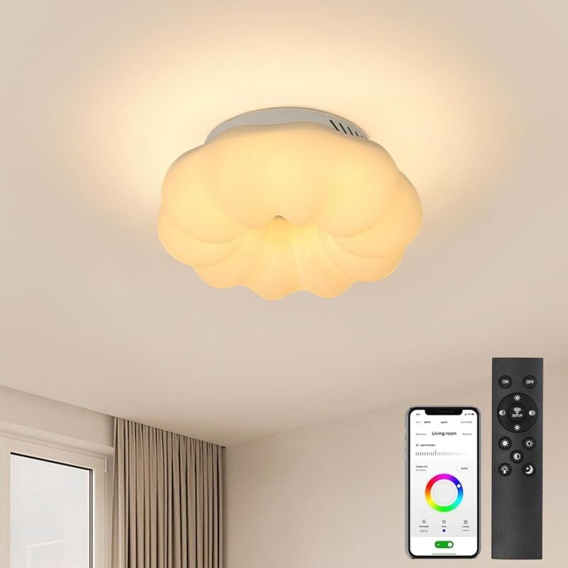 40 w dimmbare LED-Deckenleuchte für Schlafzimmer, 4500 lm, kreative Cloud-Deckenlampen mit Fernbedienung/APP, 3000–6500 ...