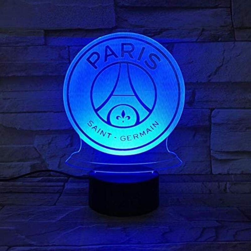 FC Paris Saint-Germain Fußballclub 3D-Illusion LED-Nachtlicht PSG-Logo Kinder-Schreibtischlampe