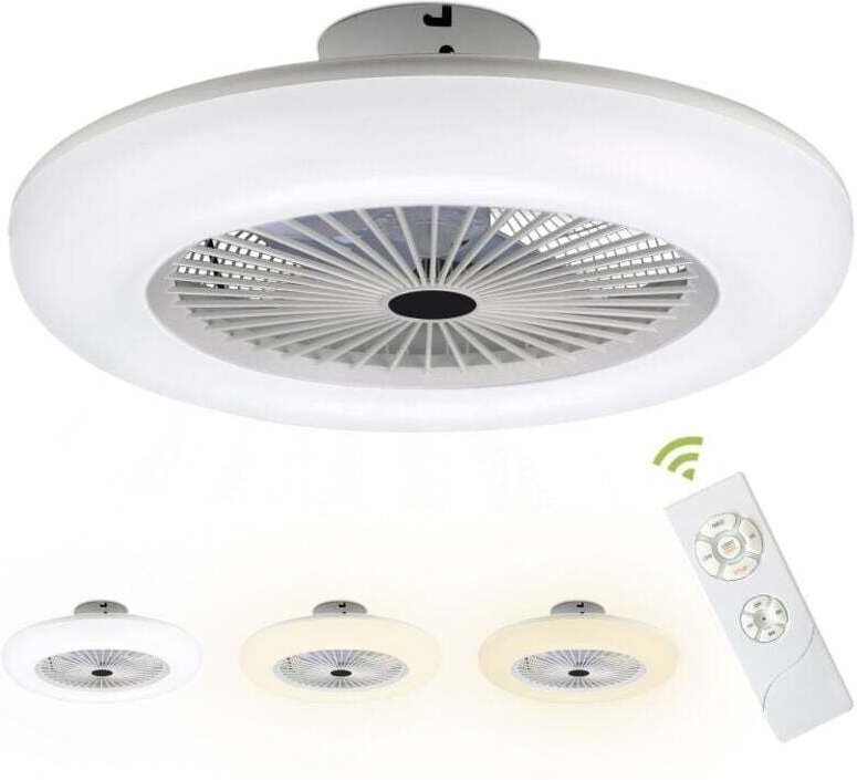 Deckenventilator mit Fernbedienung, ultraleise Deckenleuchte für Wohnzimmer, Restaurant, Schlafzimmer, 3 Farben