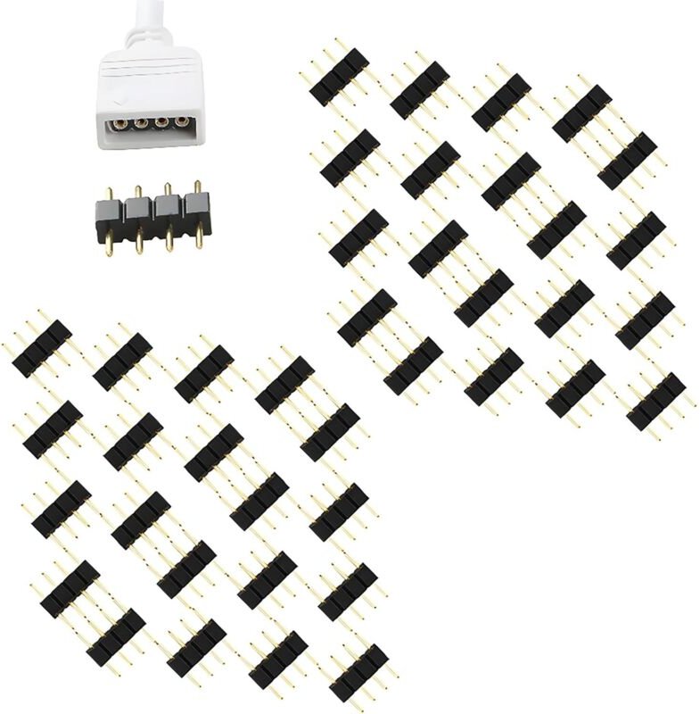 40 Stück LED 4-poliger Stecker auf Stecker für SMD 10mm 5050 3528 2835 RGB LED-Streifen (schwarz)