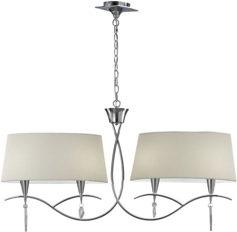 Inspired Mantra - Mara - Deckenanhänger 2 Arm 4 Light E14, Chrom poliert mit elfenbeinweißen Farbtönen