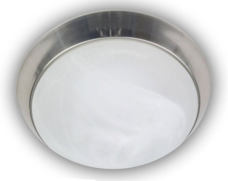 Led Deckenleuchte rund, Glas Alabaster, Dekorring Nickel matt, ø 40cm