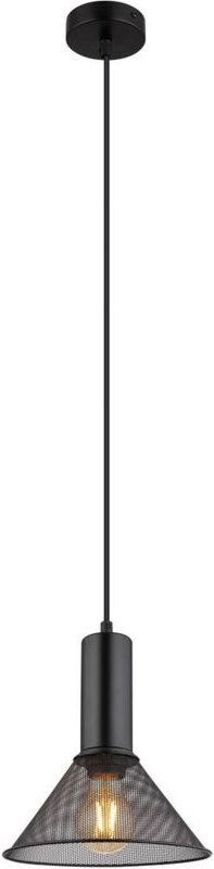 Hängelampe Wohnzimmer Esstischleuchte schwarz Pendellampe Industrial, Metallgeflecht, 1x E27, DxH 21x120 cm