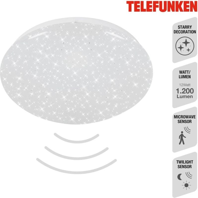 Telefunken - led Deckenleuchte Sternenhimmel Sensor 12 w weiß Metall-Kunststoff