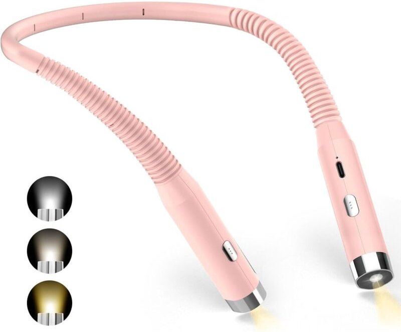 Leselicht zum Umhängen, wiederaufladbare Leselampe im Bett, 3 Farben und 3 einstellbare Helligkeitsstufen, 360° faltbar,...