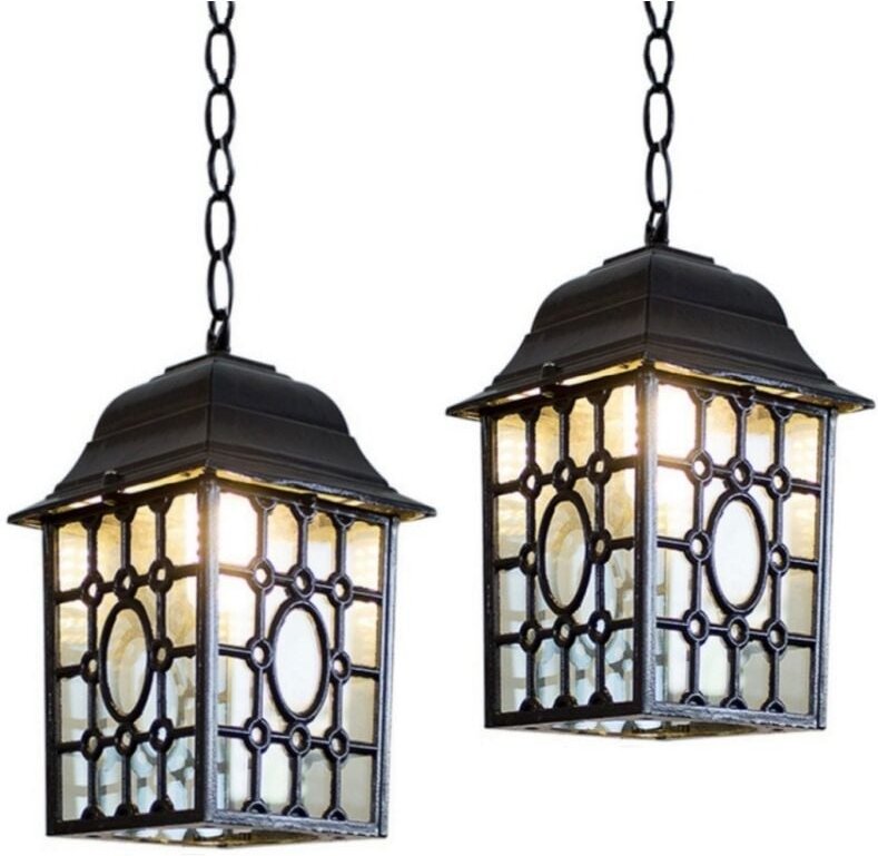 Vintage Industrialle Pendelleuchte Metall Glas Hängelampe Innenbereich Deckenleuchte Käfig Kronleuchter Schwarz 2 Stücke